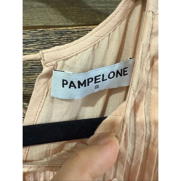 Pampelone tiered ruffle maxi dress peach pink c cotton size Small - Picture 5 of 10